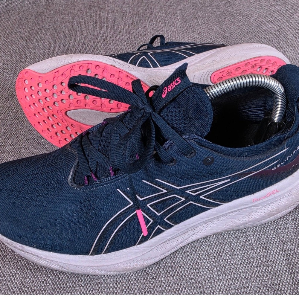 ASICS Gel-Nimbus 25 Running Shoes Women 9.5 Wide Navy Pink 1012B437‎